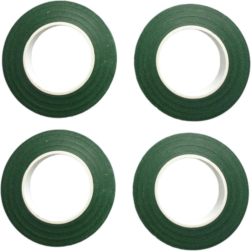 Transun Moo 4 Rolls 1/2 Inch Floral Tapes Florist Wraps for Bouquet Stem and Flowers Making Craft Projects (30 Yards, Dark Green) - Image 1